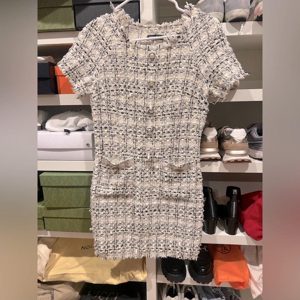 NWOT Black and White Tweed dress